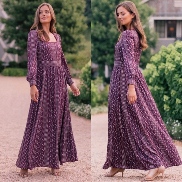 GAL MEETS GLAM Freya Print Long Sleeve Maxi Dress SZ US 4 - Picture 1 of 8
